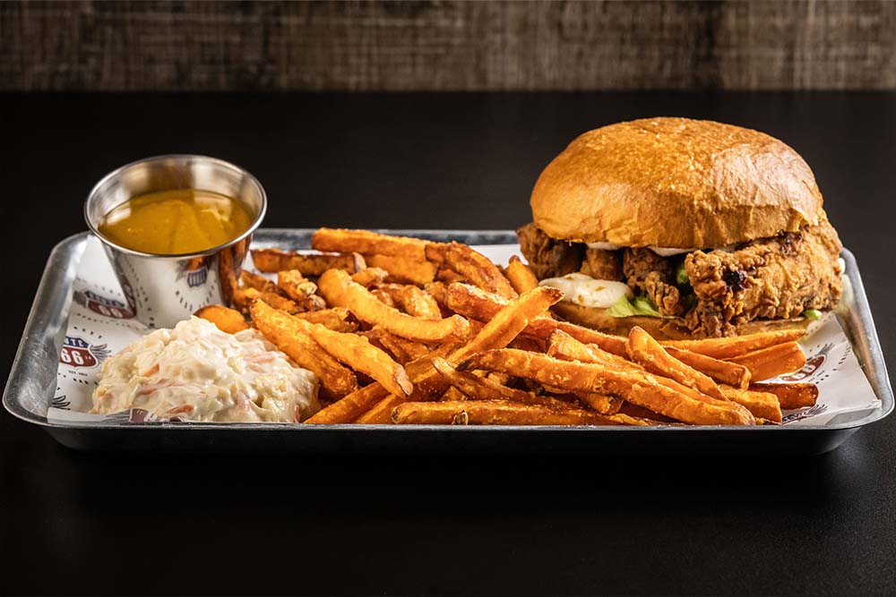 Delicious Chicken Sando Burger, only at  Route 66!